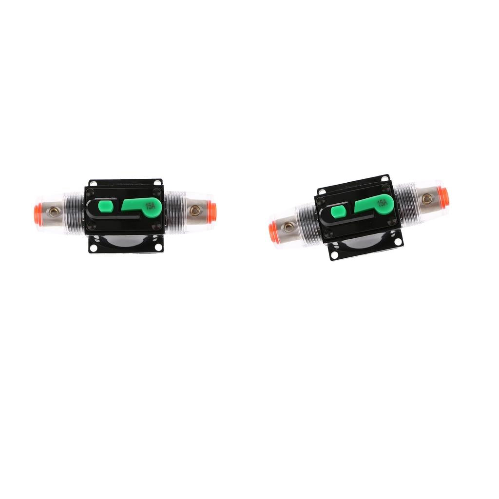 2Piece In-Line Manual Reset Circuit Breaker Car Stereo Audio Fuse 15A