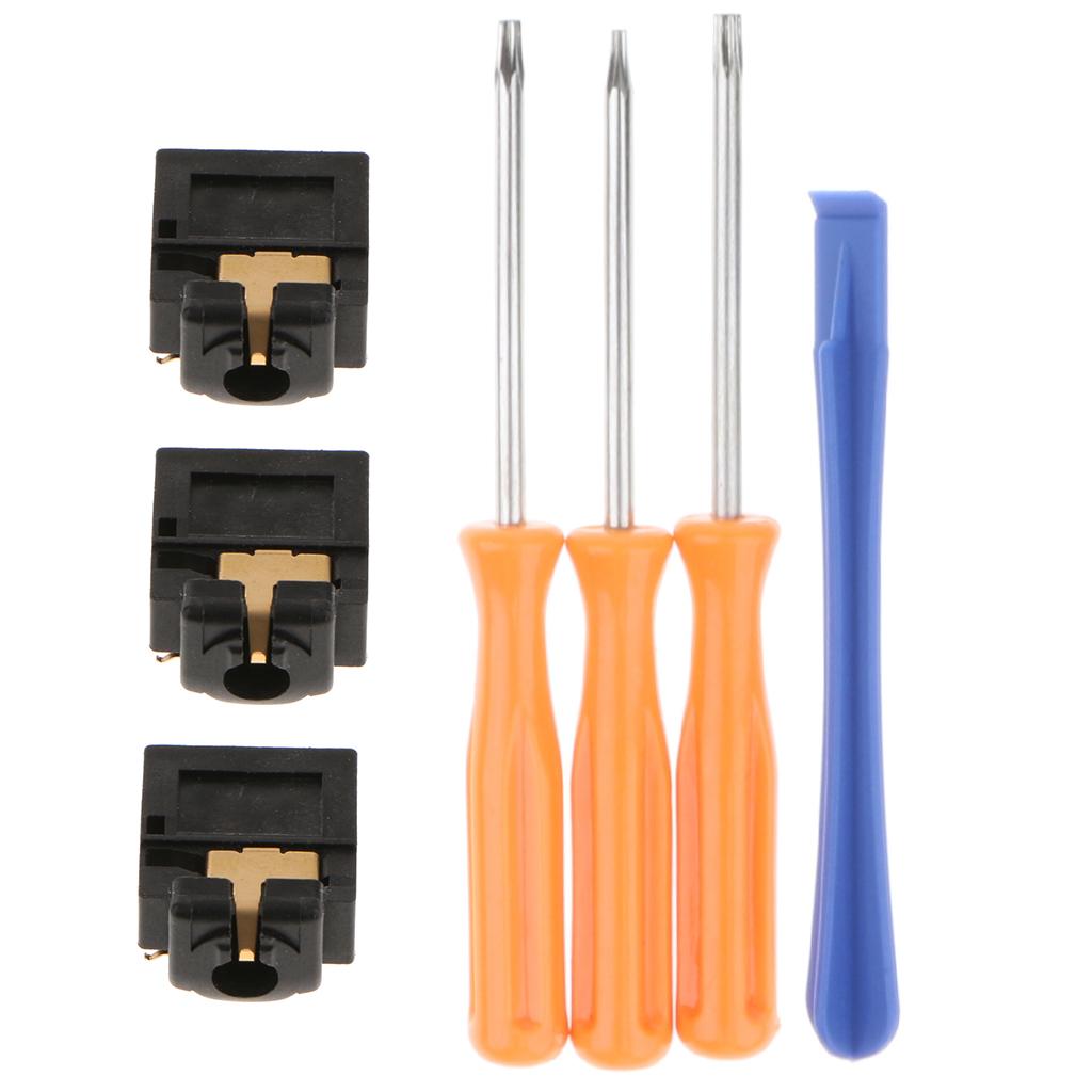 3Pack 3.5mm Jack Headphone Audio Port Socket For one Controller + Tools