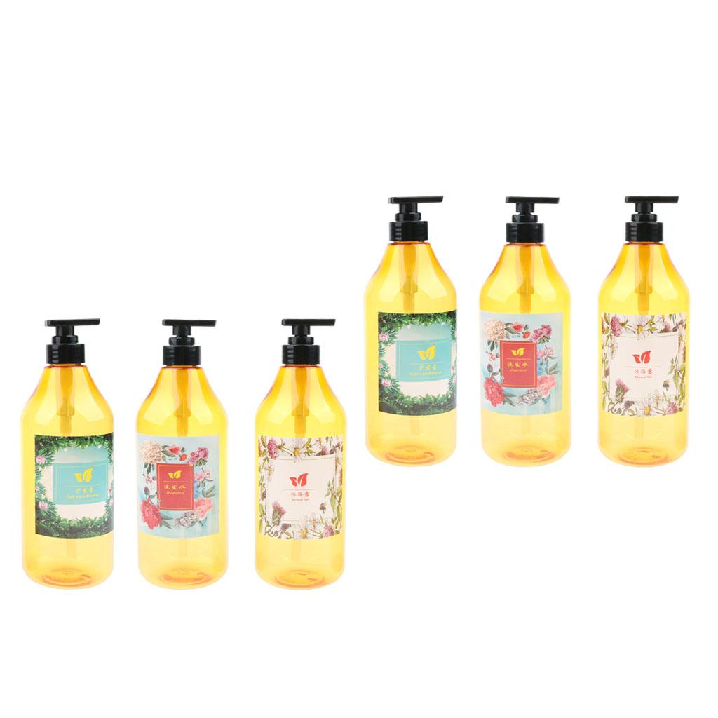 6 Pieces 1000ml Refillable Pump Bottle Empty Shampoo Dispensing Container
