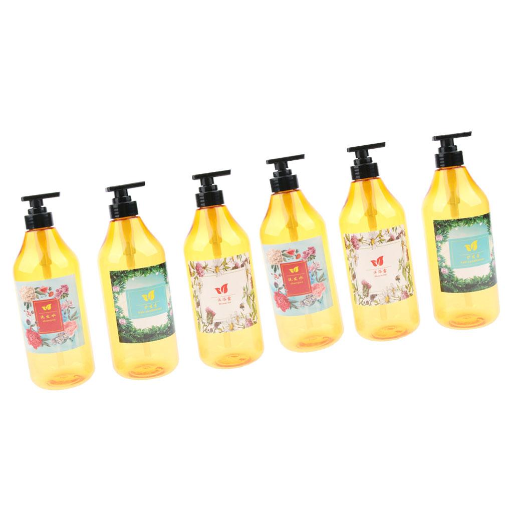 6 Pieces 1000ml Refillable Pump Bottle Empty Shampoo Dispensing Container