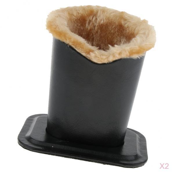 2 Pieces PU Leather Plush Lined Eyeglasses Upright Holder Stand Pen Holder