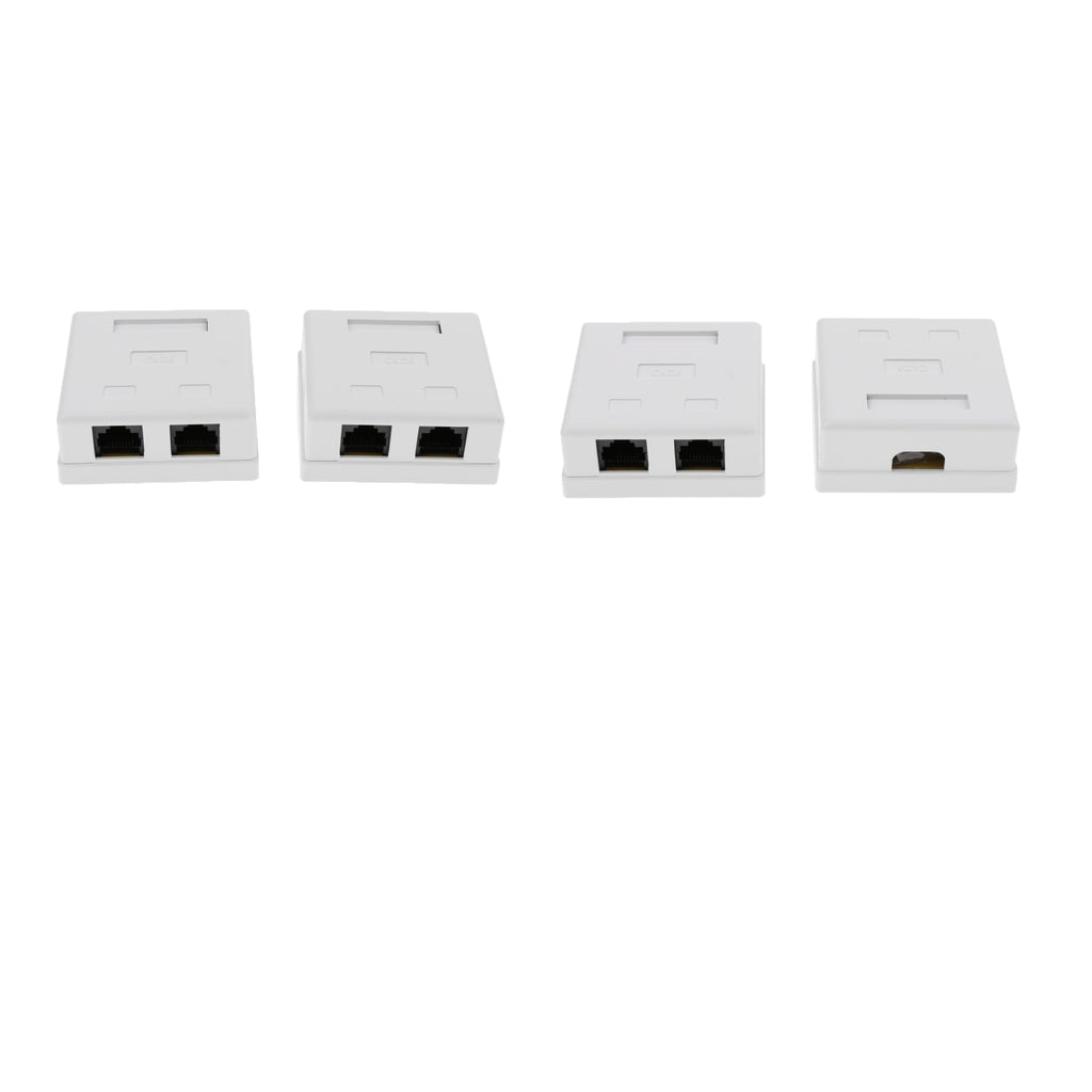 4x Cat6 Double Ports Surface Mount Outlet Box Face Plate Backbox Combo
