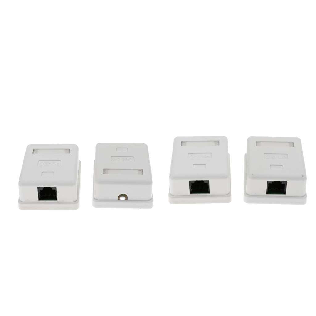 4x Cat5e Single Port Surface Mount Outlet Box Face Plate Backbox Combo