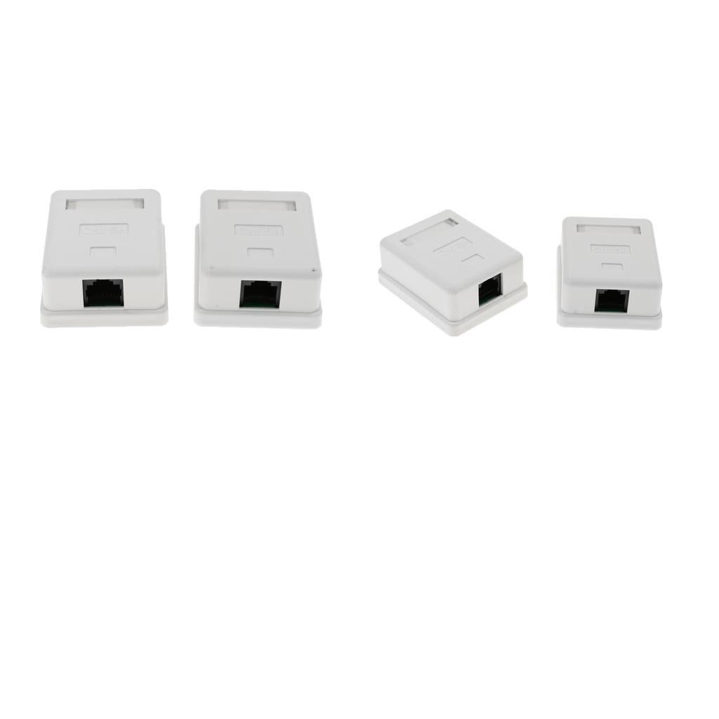 4x Cat5e Single Port Surface Mount Outlet Box Face Plate Backbox Combo