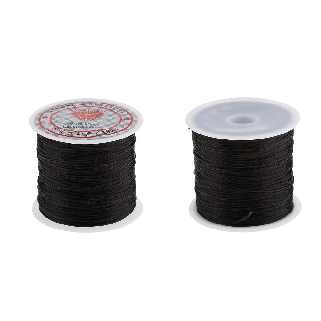 60M Salon Crystal Elastic String for Hair Thread Making Weaving Wig Black 2x