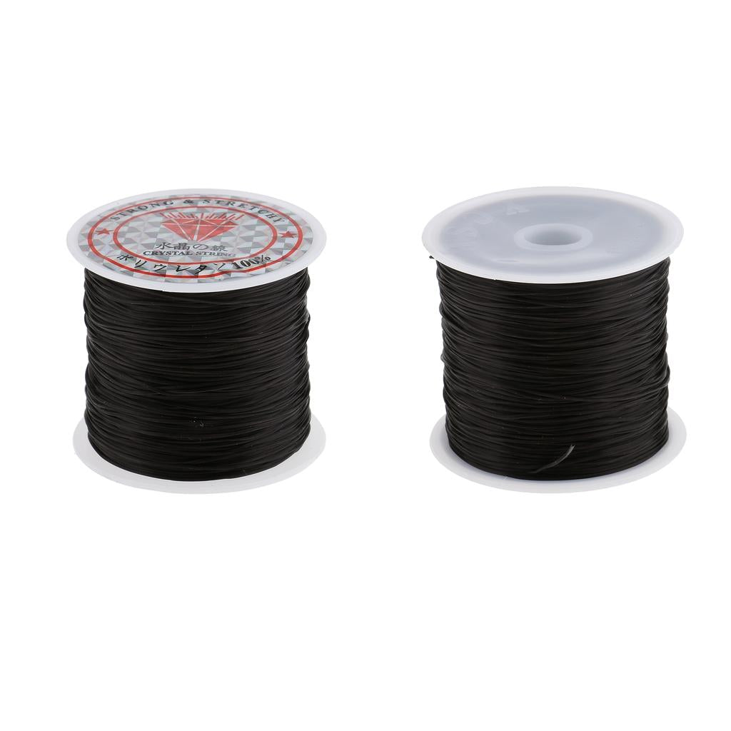 60M Salon Crystal Elastic String for Hair Thread Making Weaving Wig Black 2x