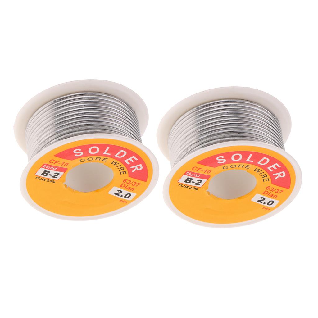 2 Roll Tin Lead Resin Rosin Core Solder Wire For Electrical Soldering 2.0mm
