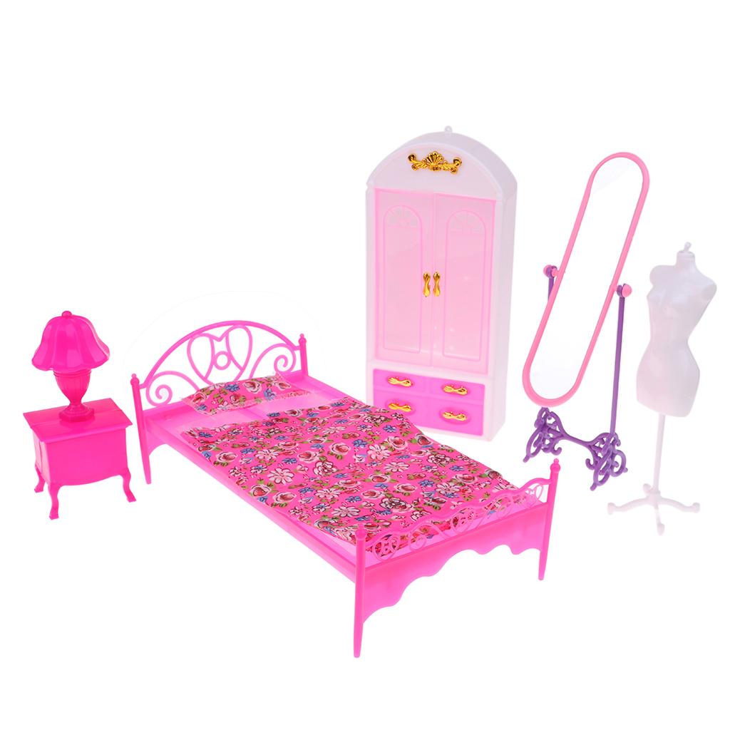 12inc Fashion Doll Bedroom Furniture Set Dresser & Wardrobe Set Random Color
