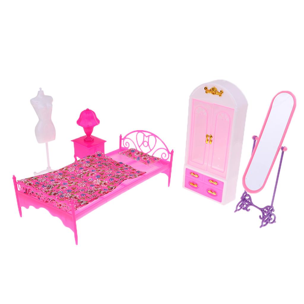 12inc Fashion Doll Bedroom Furniture Set Dresser & Wardrobe Set Random Color