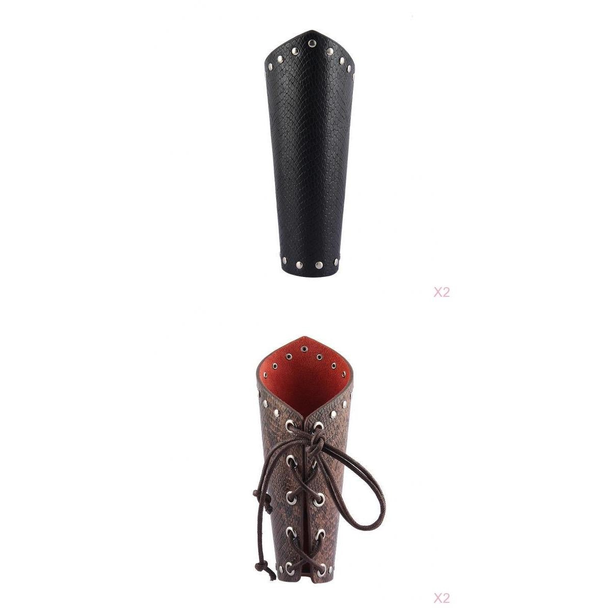 2 Pair Punk Rock Gothic Leather Wrist Bracer Guards Arm Protector Wristband