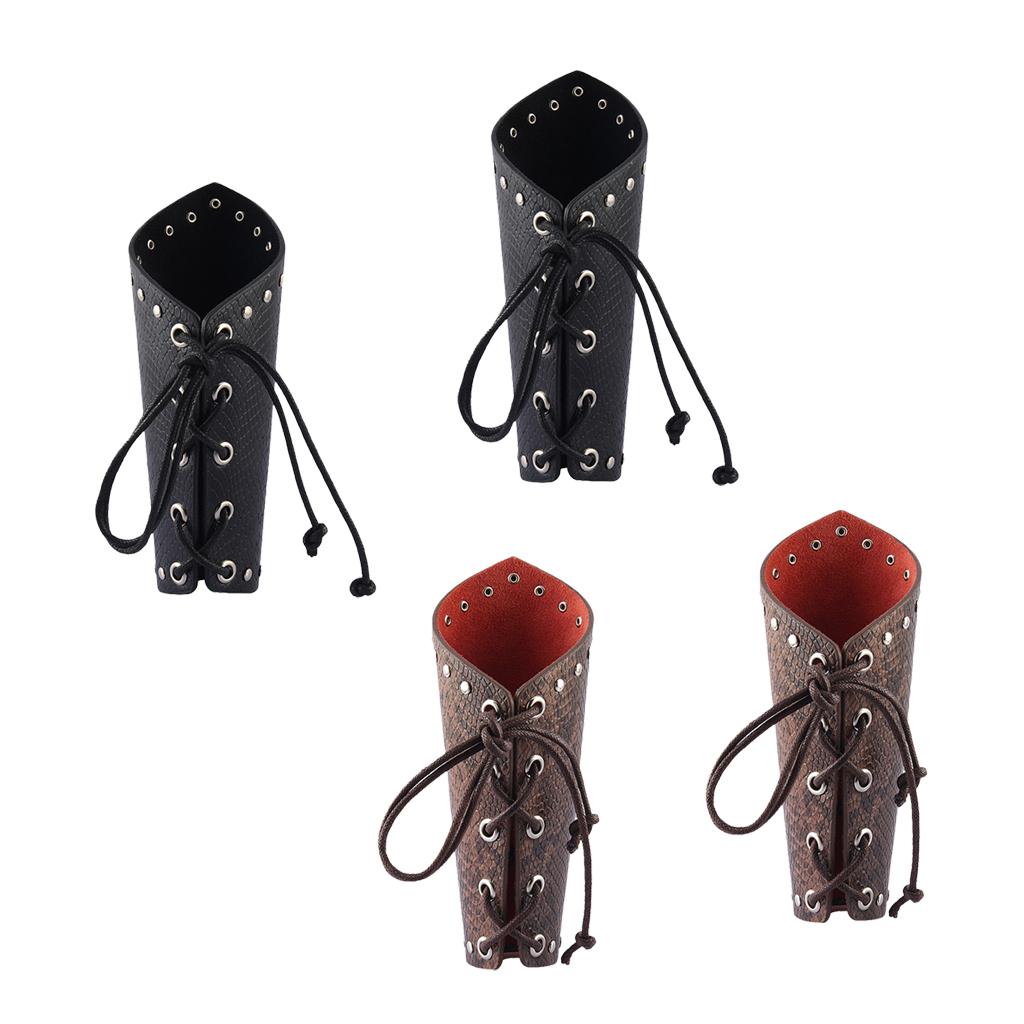2 Pair Punk Rock Gothic Leather Wrist Bracer Guards Arm Protector Wristband