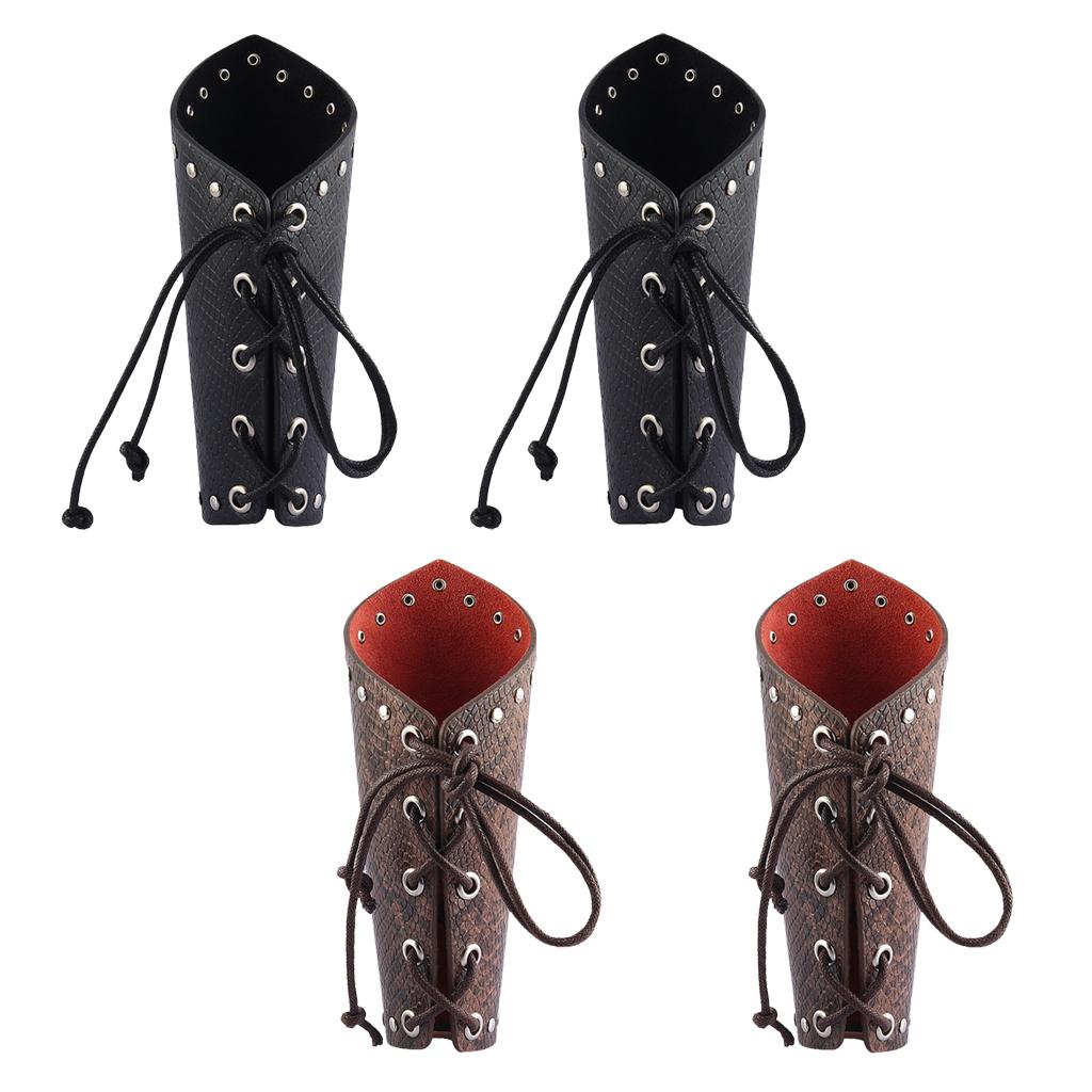 2 Pair Punk Rock Gothic Leather Wrist Bracer Guards Arm Protector Wristband