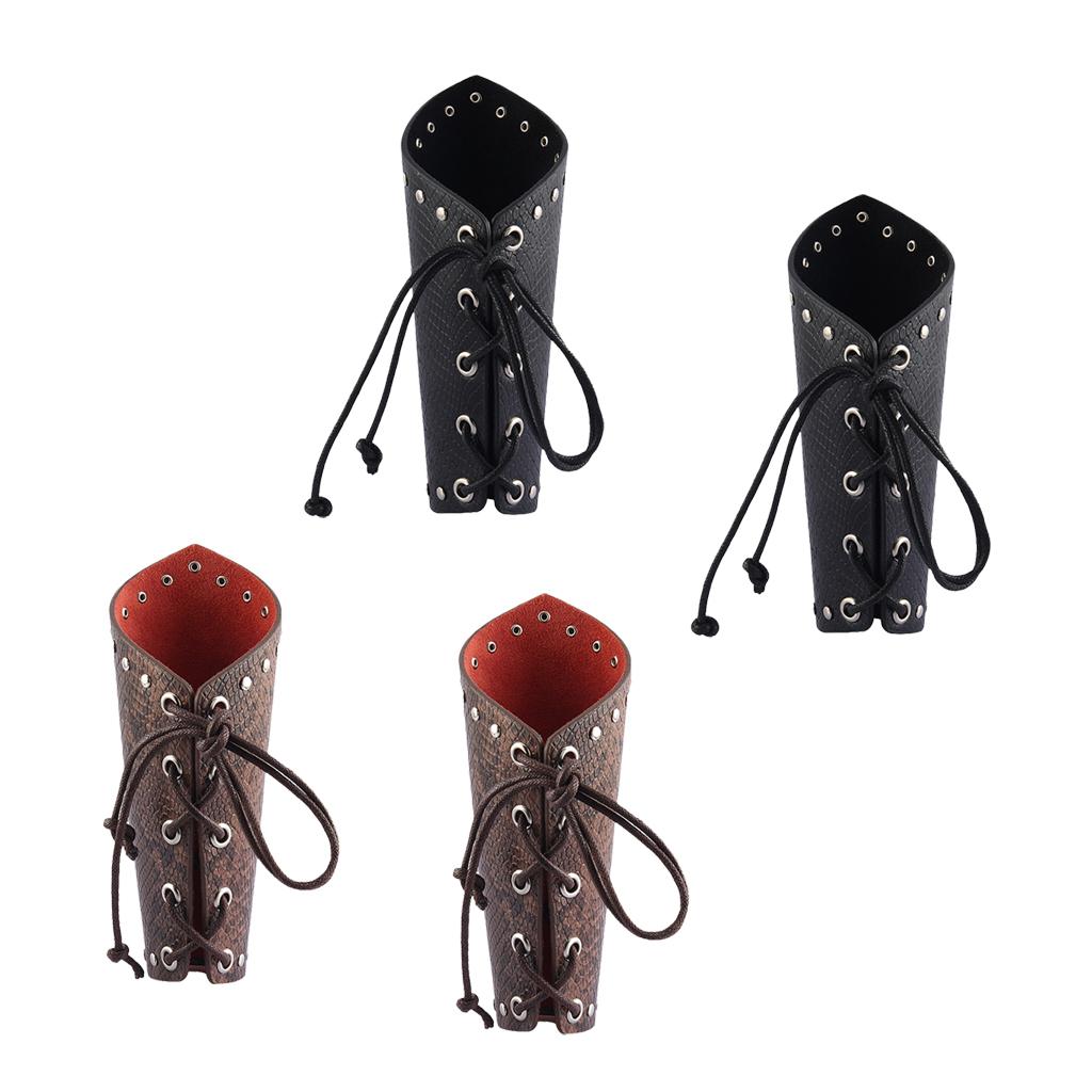 2 Pair Punk Rock Gothic Leather Wrist Bracer Guards Arm Protector Wristband