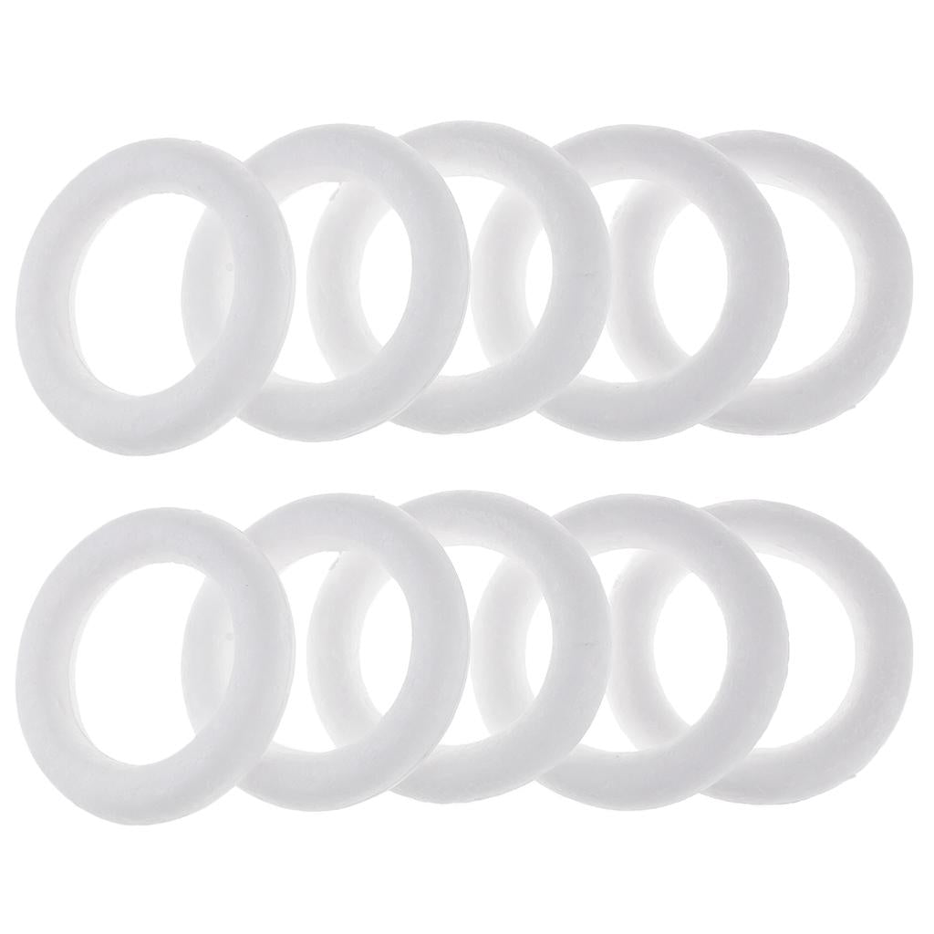10 Pieces White DIY Circle Ring Styrofoam Foam Material for Art Craft 110mm
