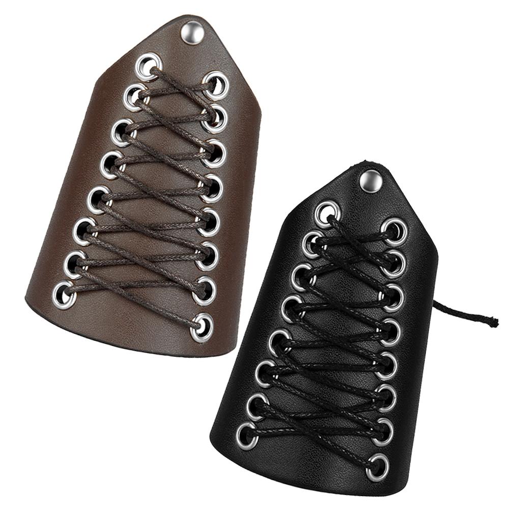 2x PU Leather Punk Arm Guard Wristband Medieval Knight Wrist Bracer for Men