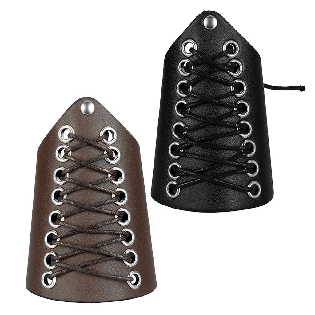 2x PU Leather Punk Arm Guard Wristband Medieval Knight Wrist Bracer for Men