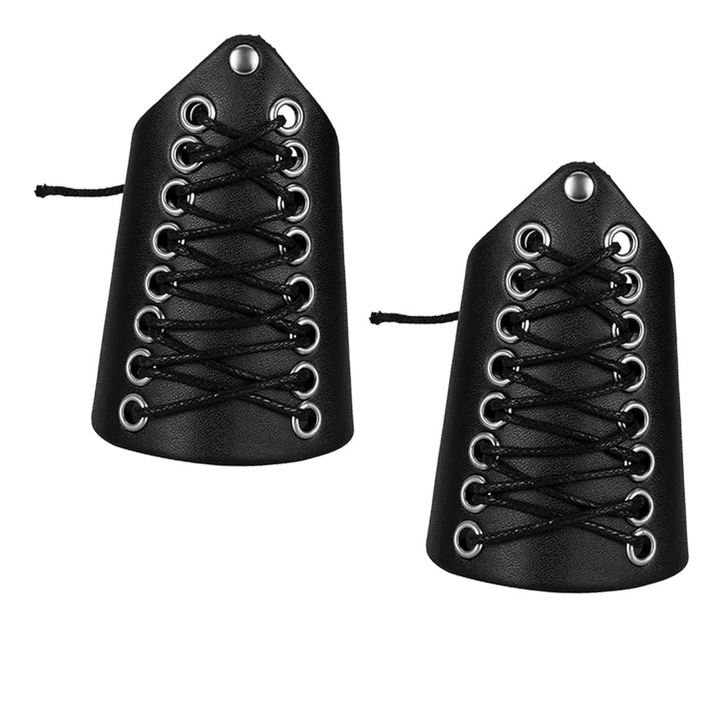 2pcs Black PU Leather Punk Arm Guard Wristband Medieval Knight Wrist Bracer
