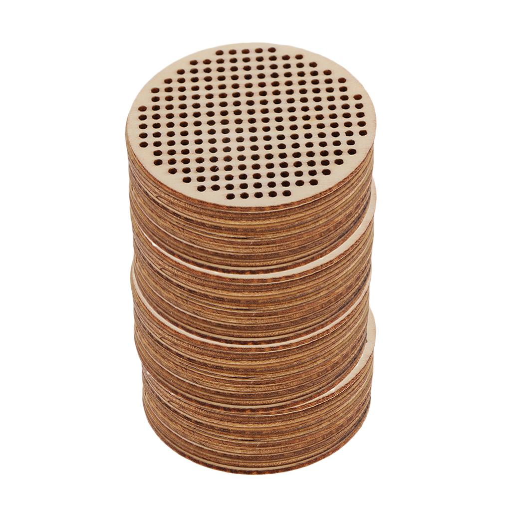 40 Piece Wood Hole Paved Plaque Embellishment Cross Stitch Wooden Board 63mm