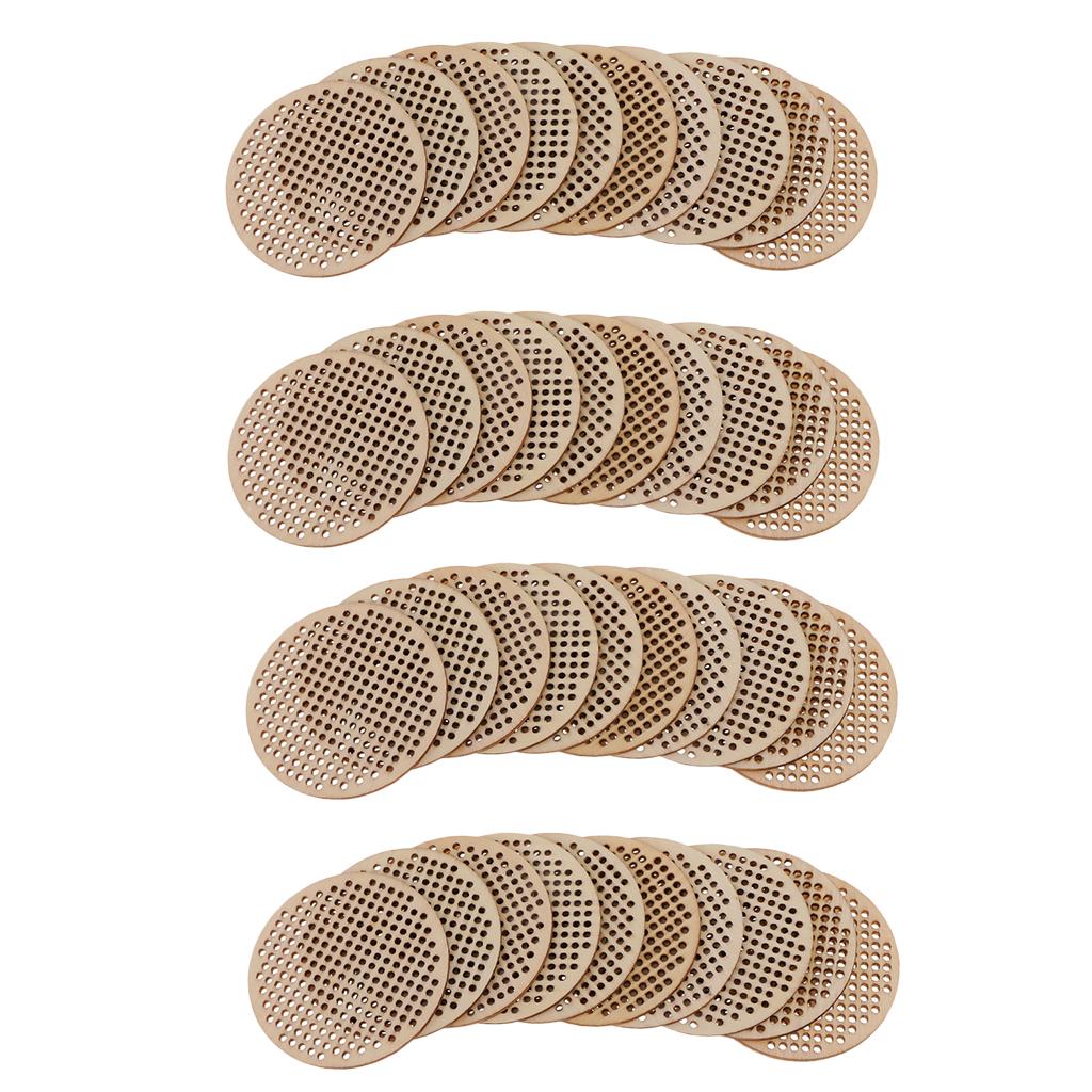 40 Piece Wood Hole Paved Plaque Embellishment Cross Stitch Wooden Board 63mm
