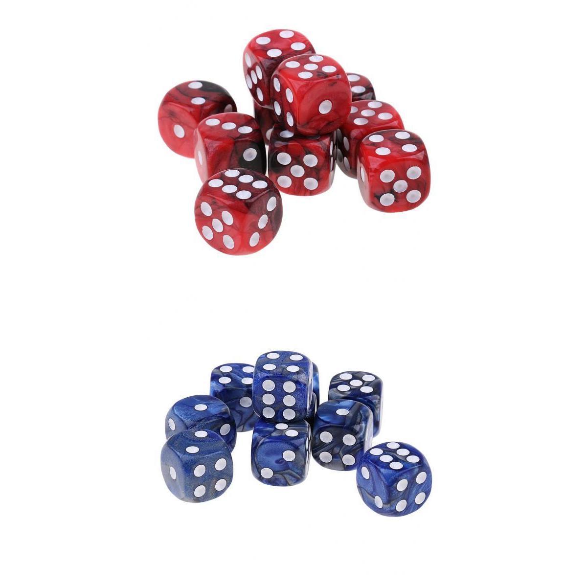 20x Six Sided D6 Dice Dotted for Dungeons and Dragons Prop Toy Red+Blue