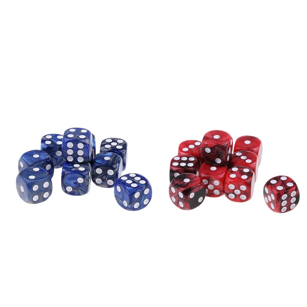 20x Six Sided D6 Dice Dotted for Dungeons and Dragons Prop Toy Red+Blue