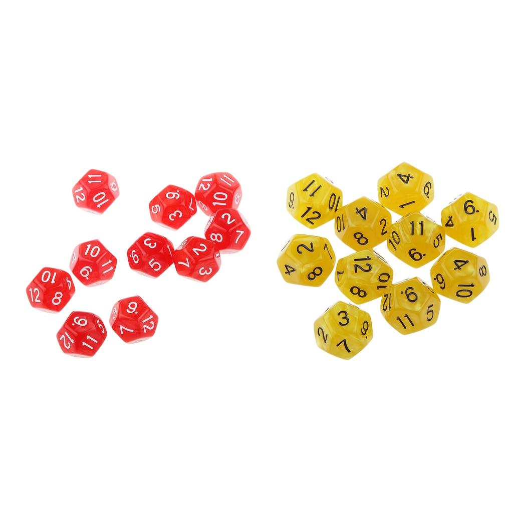Acrylic 12 Sided D12 Dice for Dungeons and Dragons Accessories, Pack of 20