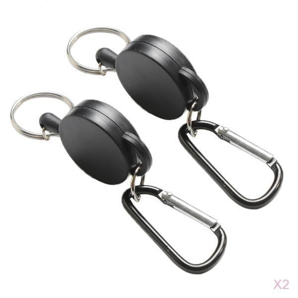 4pcs Retractable Keychain Steel Reel Recoil Key Ring Belt Clip Spring Pull