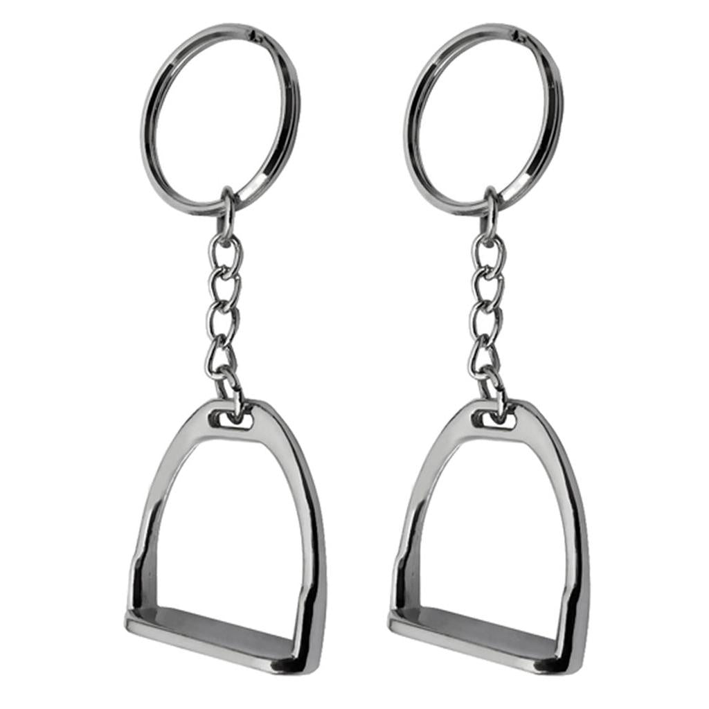 2pcs Zinc Alloy Western Stirrup Keychain Key Ring Equestrian Ornament 8cm