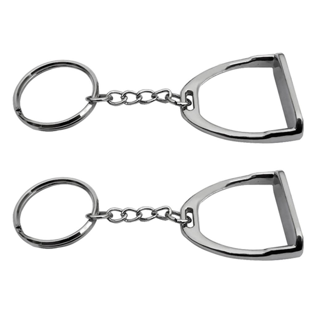 2pcs Zinc Alloy Western Stirrup Keychain Key Ring Equestrian Ornament 8cm