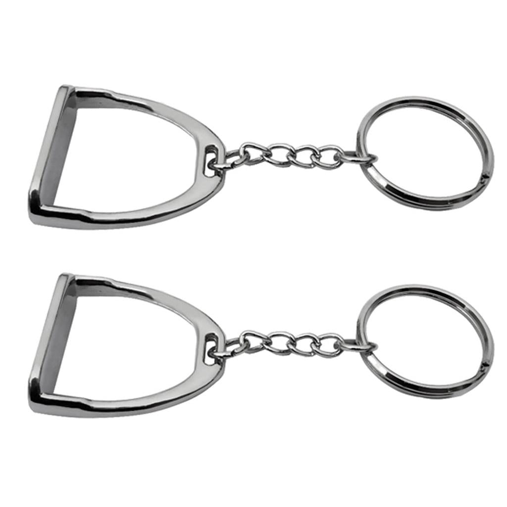 2pcs Zinc Alloy Western Stirrup Keychain Key Ring Equestrian Ornament 8cm