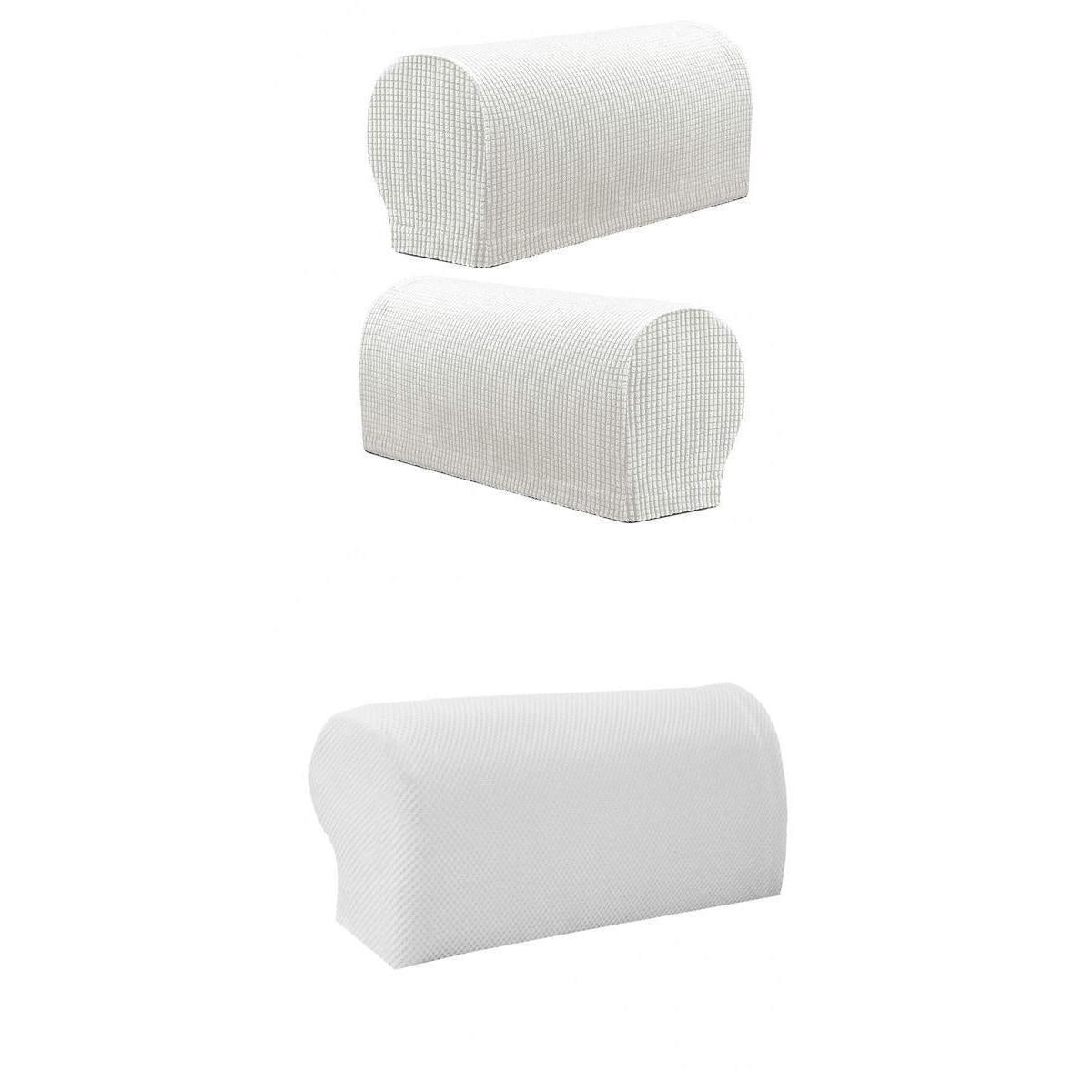 2 Pair(2Pattern) Sofa Armrest Covers Armchair Slipcovers Protector White