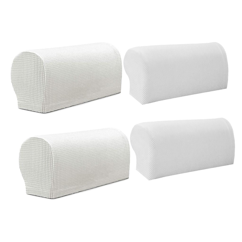 2 Pair(2Pattern) Sofa Armrest Covers Armchair Slipcovers Protector White