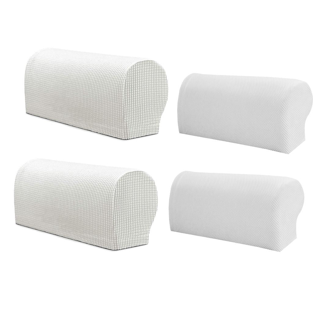 2 Pair(2Pattern) Sofa Armrest Covers Armchair Slipcovers Protector White