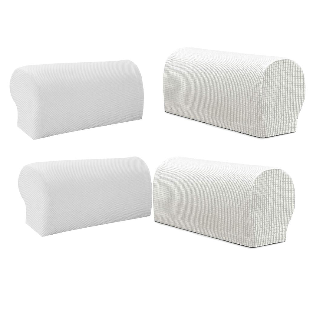 2 Pair(2Pattern) Sofa Armrest Covers Armchair Slipcovers Protector White