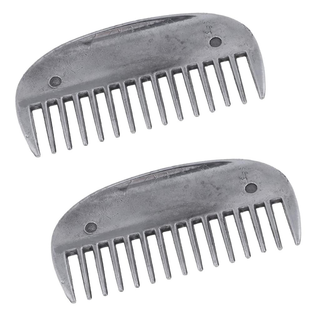 2 Pieces Stainless Steel Horse Curry Comb Brush Equestrian Grooming Supplies