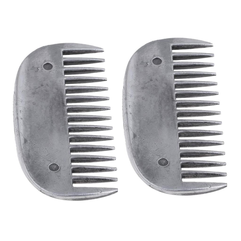 2 Pieces Stainless Steel Horse Curry Comb Brush Equestrian Grooming Supplies