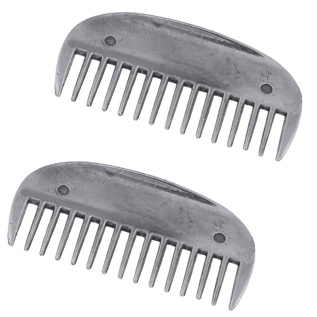 2 Pieces Stainless Steel Horse Curry Comb Brush Equestrian Grooming Supplies