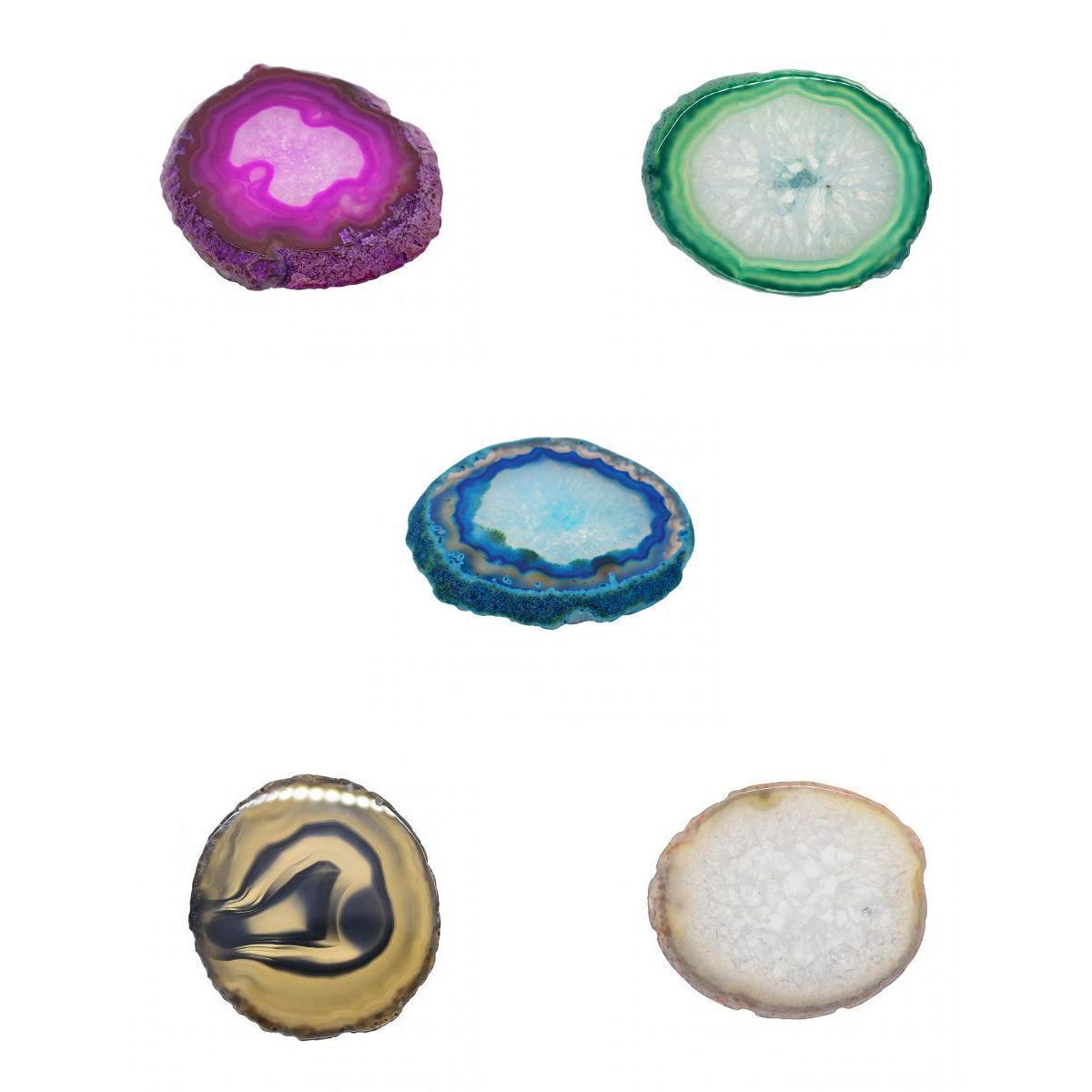 5 Pieces 60-80mm Natural Agate Quartz Crystal Slice Coaster Home Ornament