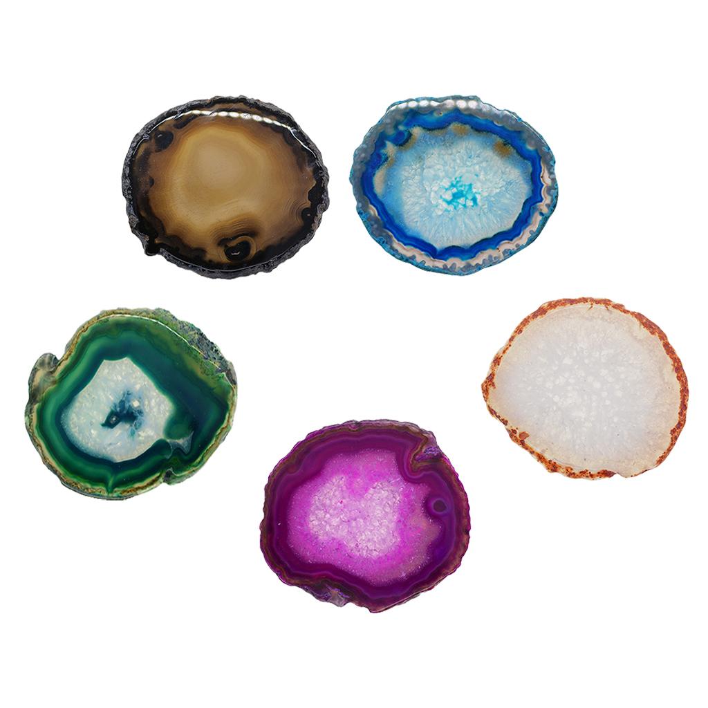 5 Pieces 60-80mm Natural Agate Quartz Crystal Slice Coaster Home Ornament