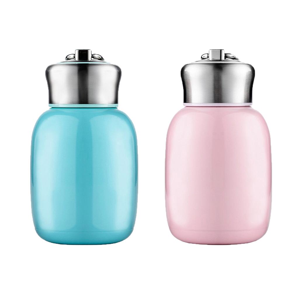 2pcs 200ml Kids Thermal Cup Vacuum Flasks Mini Water Bottle Travel Pink Blue