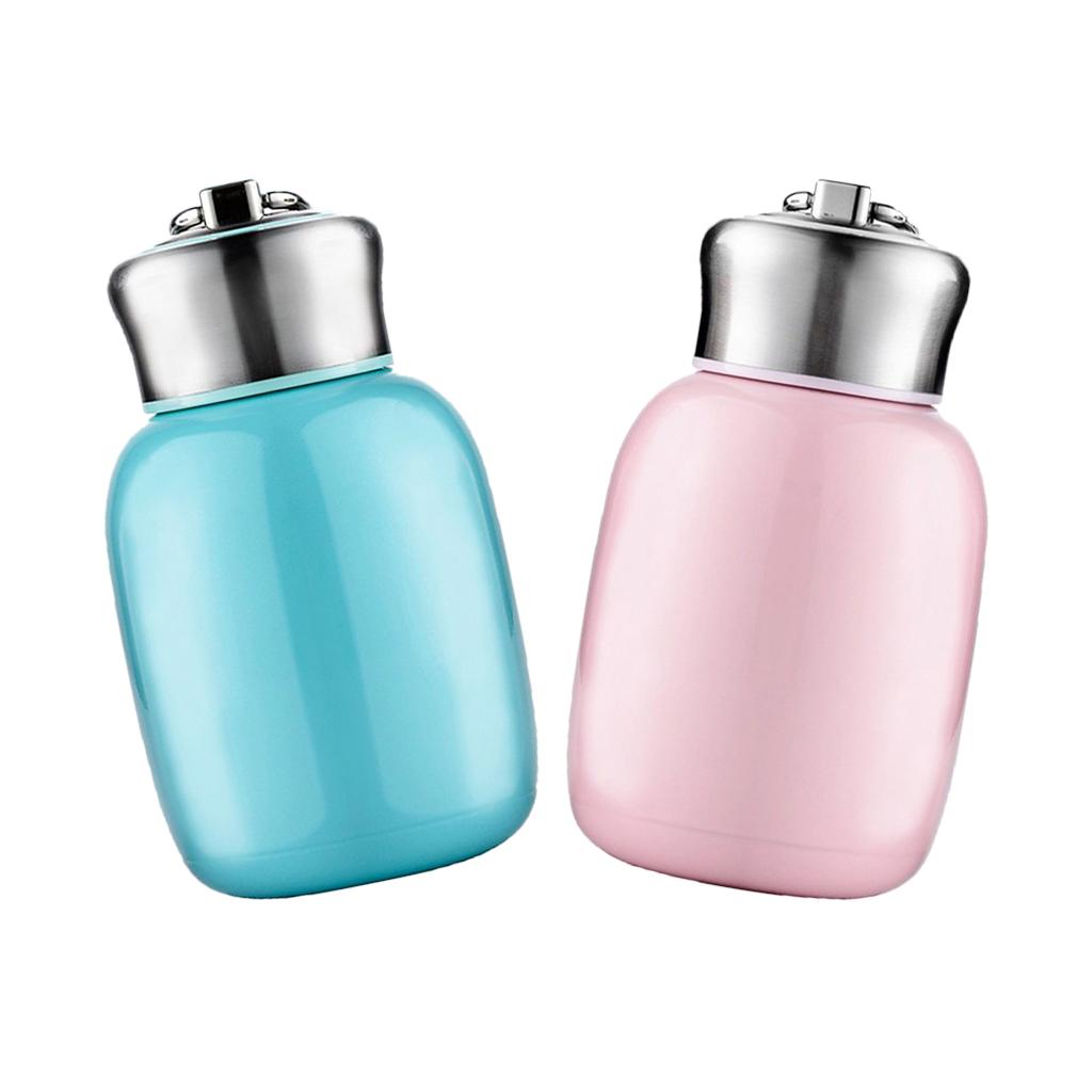 2pcs 200ml Kids Thermal Cup Vacuum Flasks Mini Water Bottle Travel Pink Blue