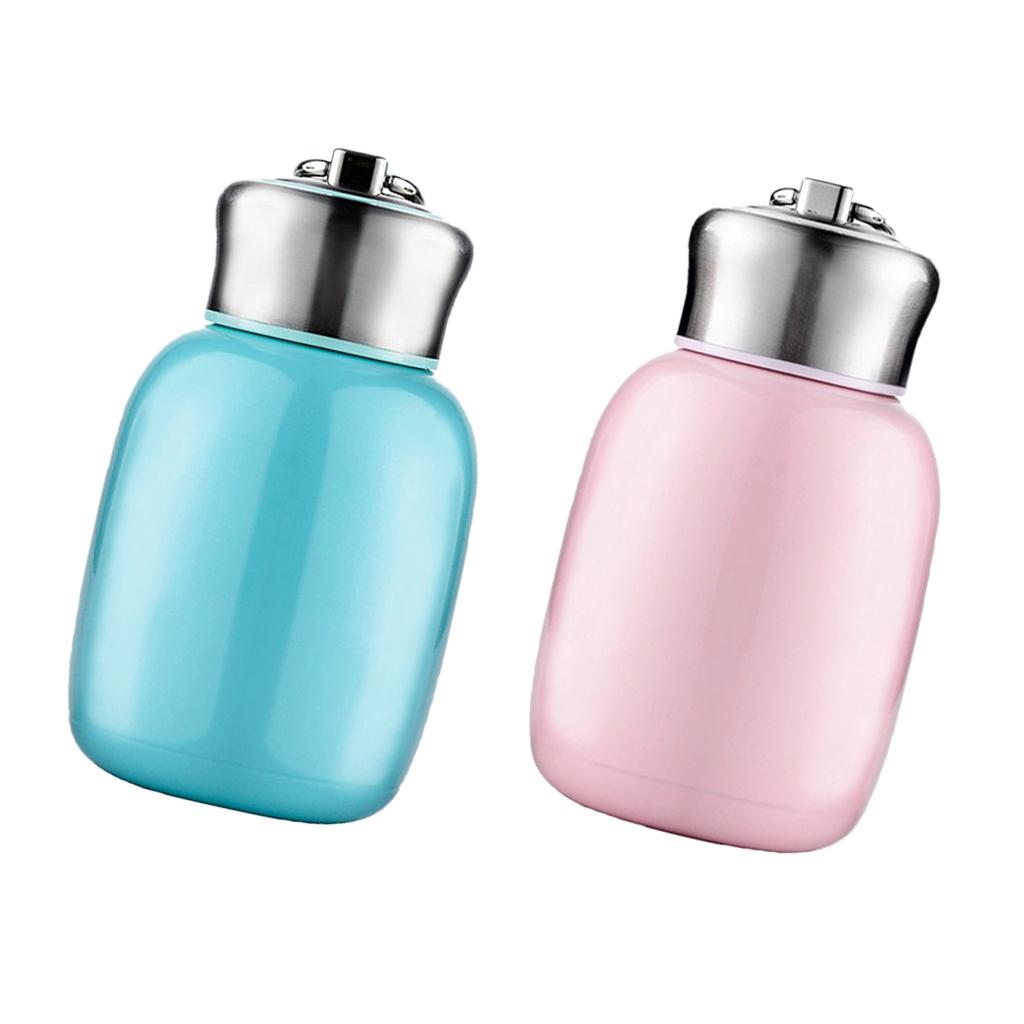2pcs 200ml Kids Thermal Cup Vacuum Flasks Mini Water Bottle Travel Pink Blue
