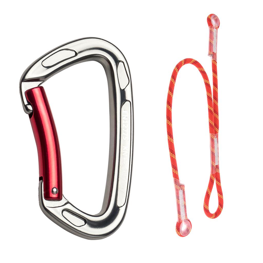 Climbing Nylon Pre-sewn Eye-to-Eye Prusik Loop Cord Lanyard with Carabiner
