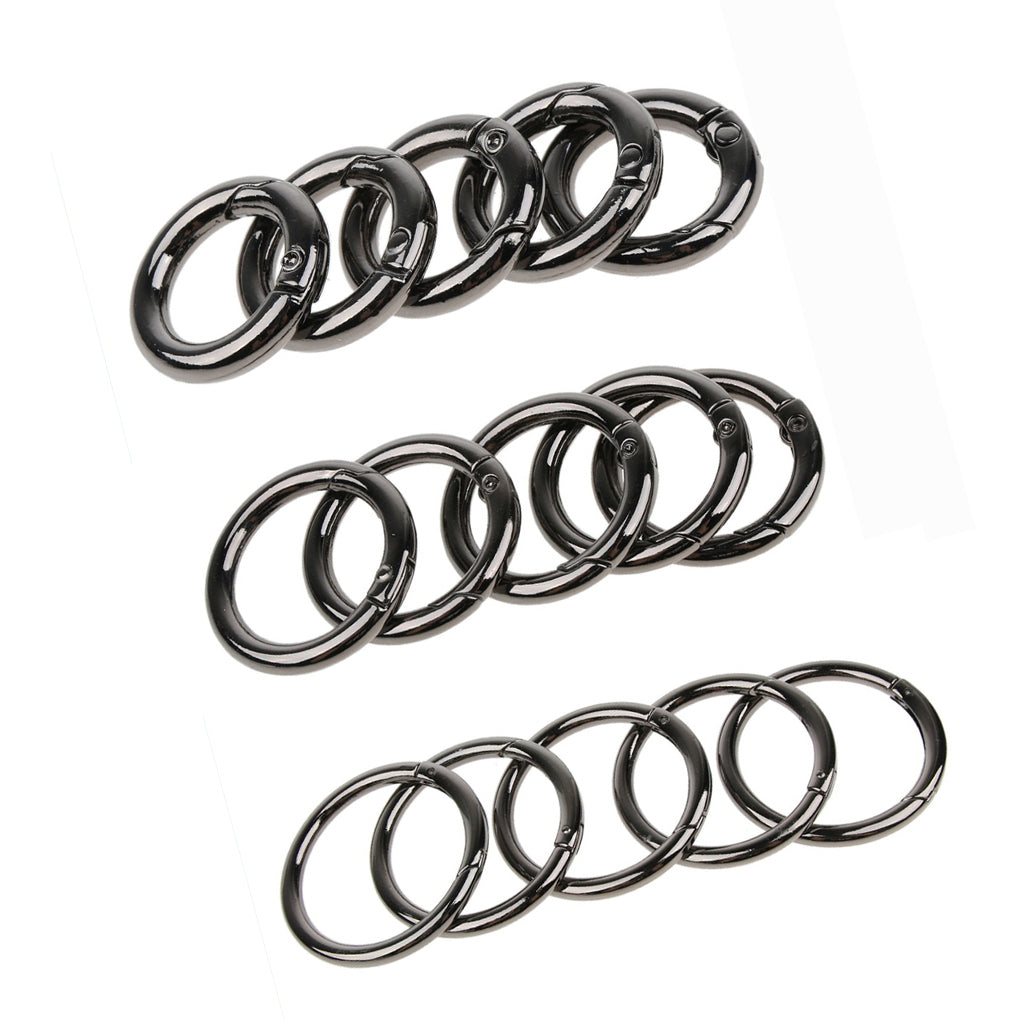 15pcs Zinc Alloy Round Spring Snap Hook Keychain Ring Buckle 10mm 16mm 25mm