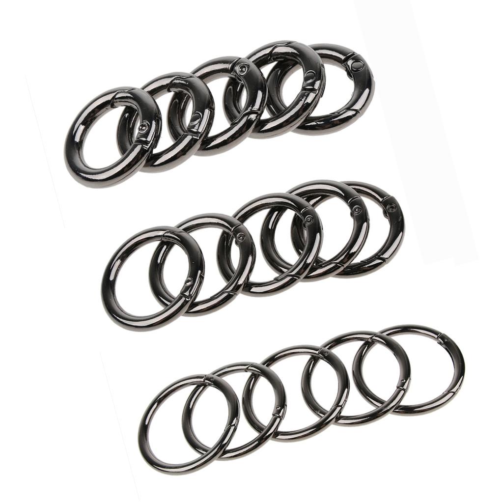 15pcs Zinc Alloy Round Spring Snap Hook Keychain Ring Buckle 16mm 25mm 51mm