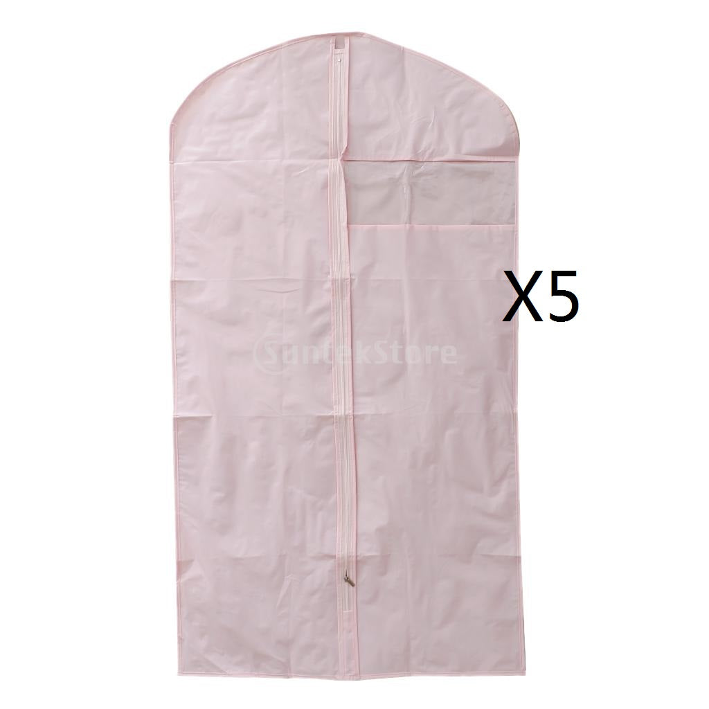 5Pcs Garment Bag Storage Keep Your Suit Costume Uniform Safe Pink 60X130cm