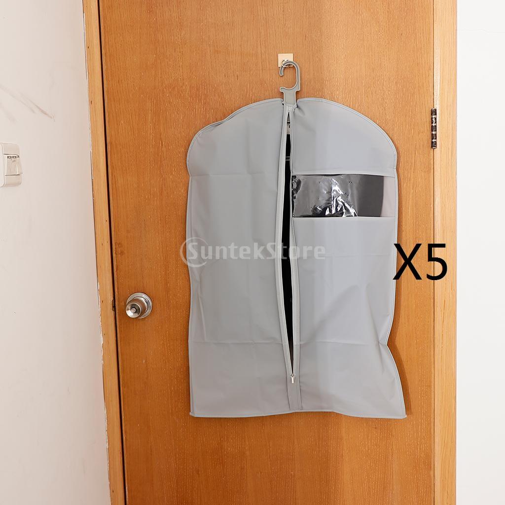 5Pcs Garment Bag Storage Keep Your Suit Costume Uniform Safe Gray 60X110cm