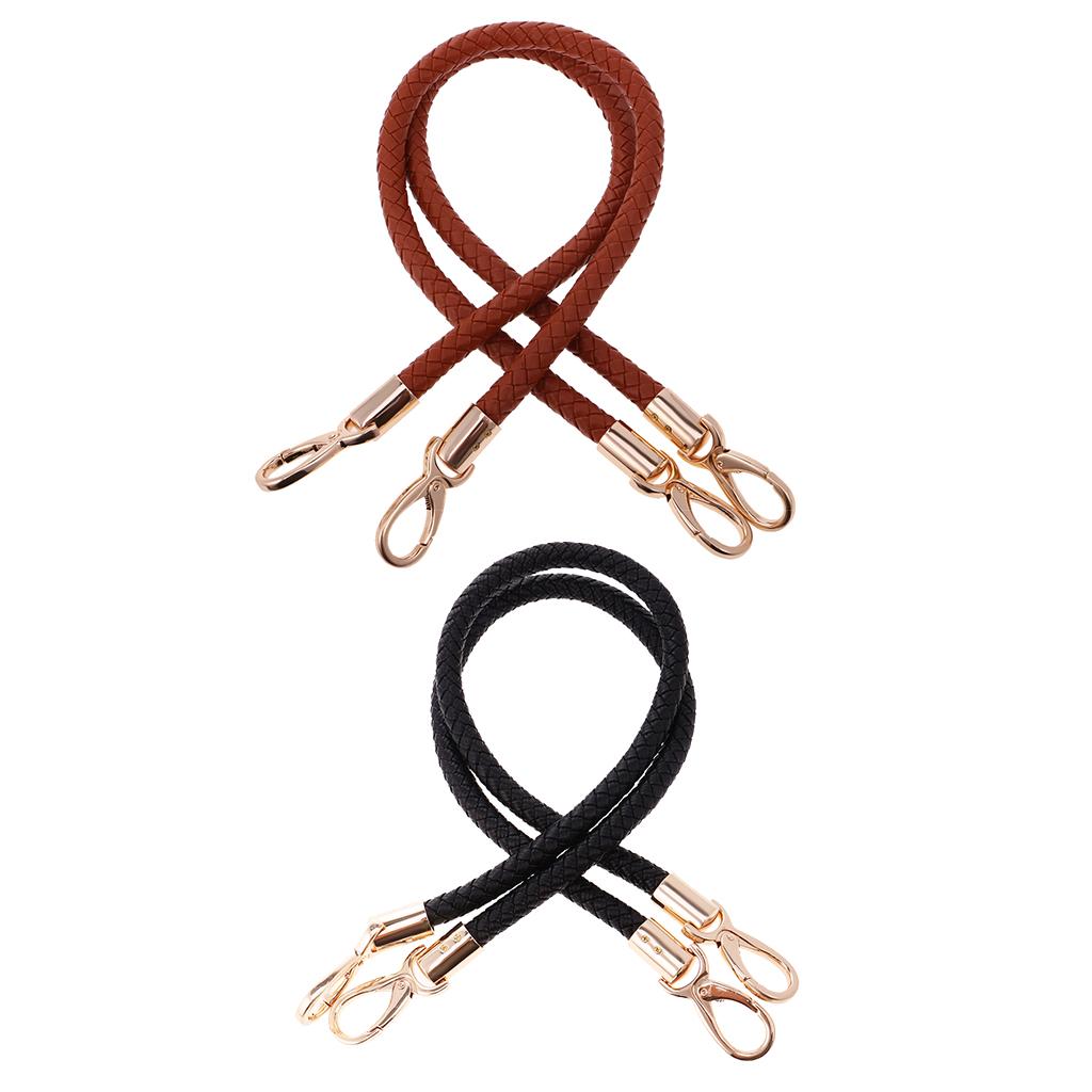 2Pair Shoulder Bag Replacement Handle Braided Rope Handbag Strap Black+Brown