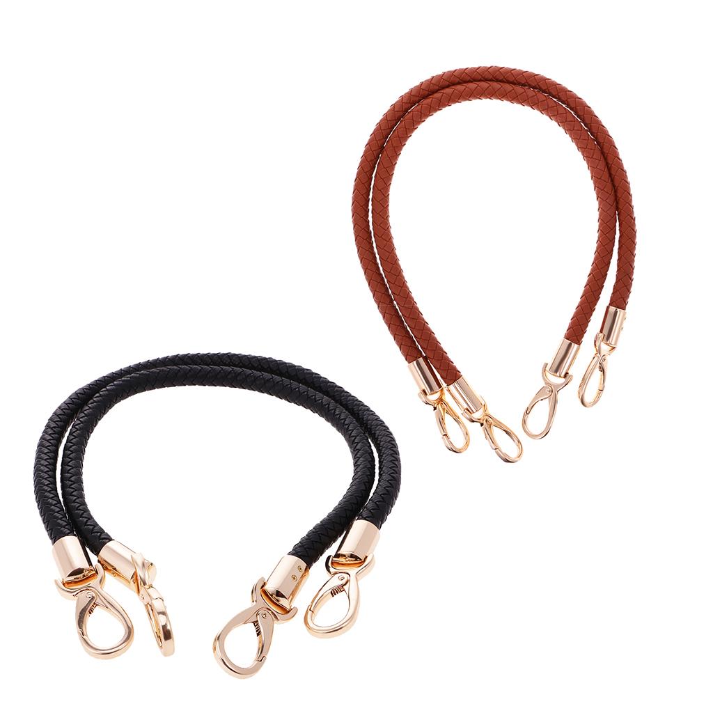 2Pair Shoulder Bag Replacement Handle Braided Rope Handbag Strap Black+Brown