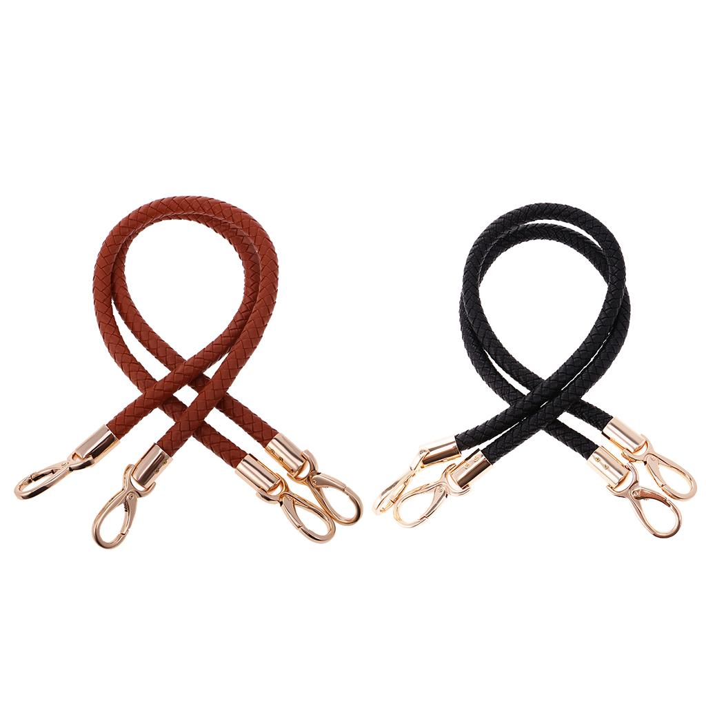 2Pair Shoulder Bag Replacement Handle Braided Rope Handbag Strap Black+Brown